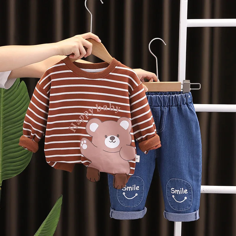 Happy Baby boys' striped outfit set from Ju Ju Jam, includes a playful shirt and pants.