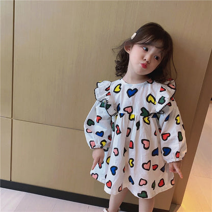 Girls party dress with colorful happy hearts – Ju Ju Jam kids fashion

