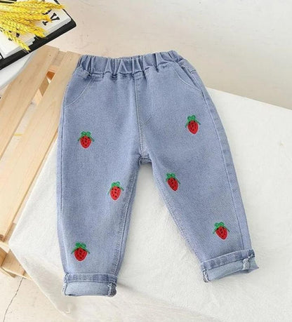 Sweet Strawberry Baby Girls Denim Jeans