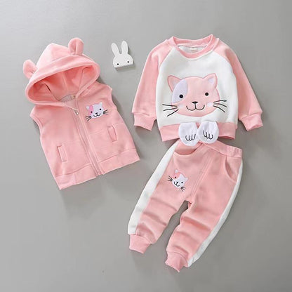 Stylish and cozy three-piece winter set for girls, including a warm jacket, matching pants, and a soft inner top, by Ju Ju Jam.