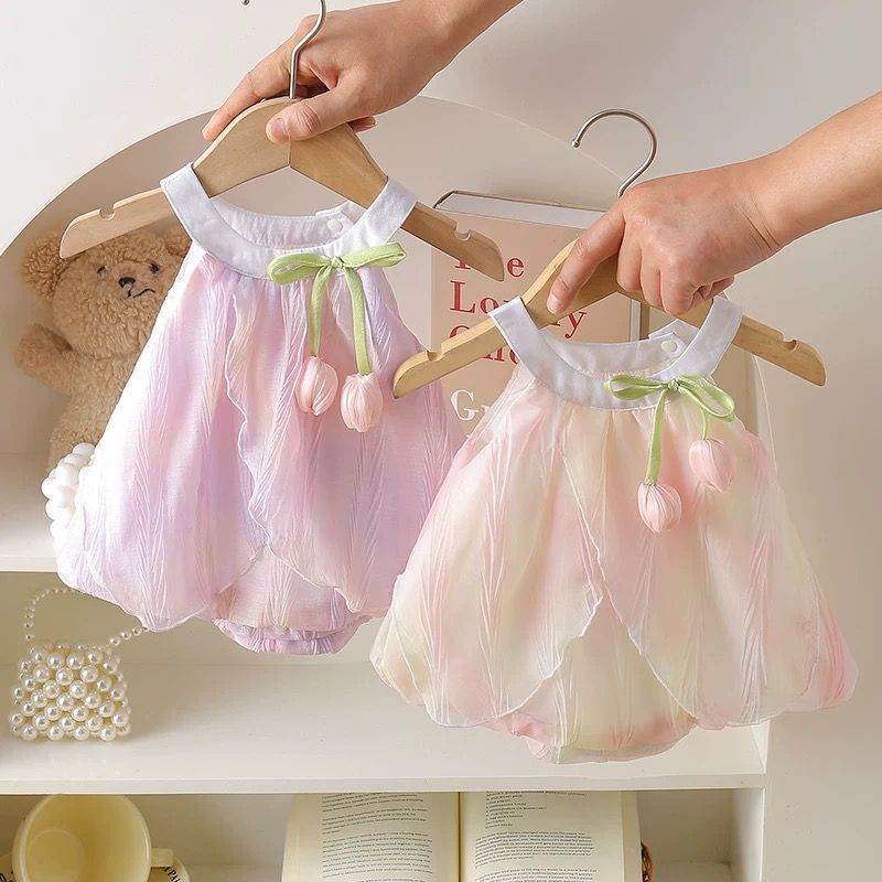 Colourful Ombre Baby Girls Tulip Romper Dress