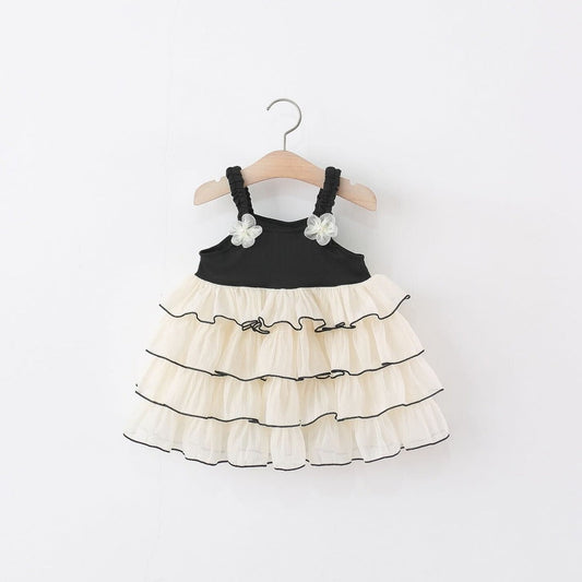 Black Frill Baby Girls Dress by Ju Ju Jam β elegant black dress with frilled sleeves for baby girls.