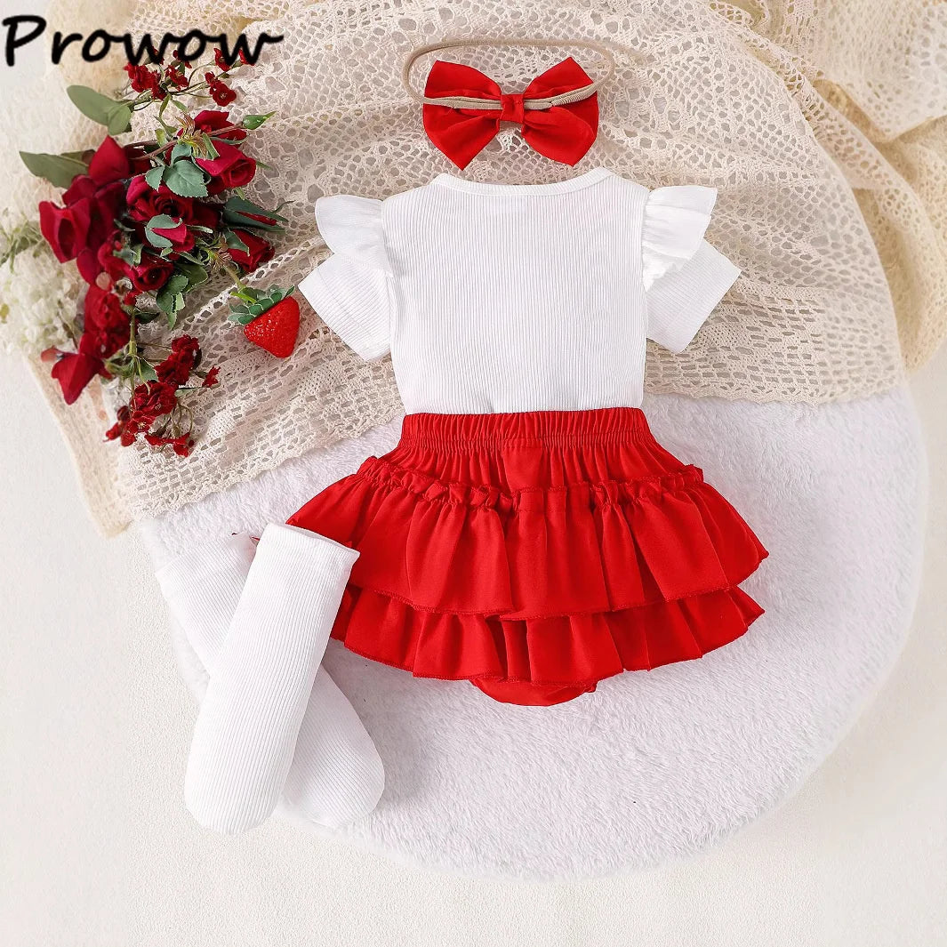 Kinsley Baby Girls Romper Skirt Set with Socks & Bow