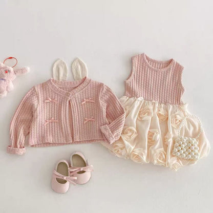 Baby girl wearing Iris Love cardigan romper outfit – Ju Ju Jam

