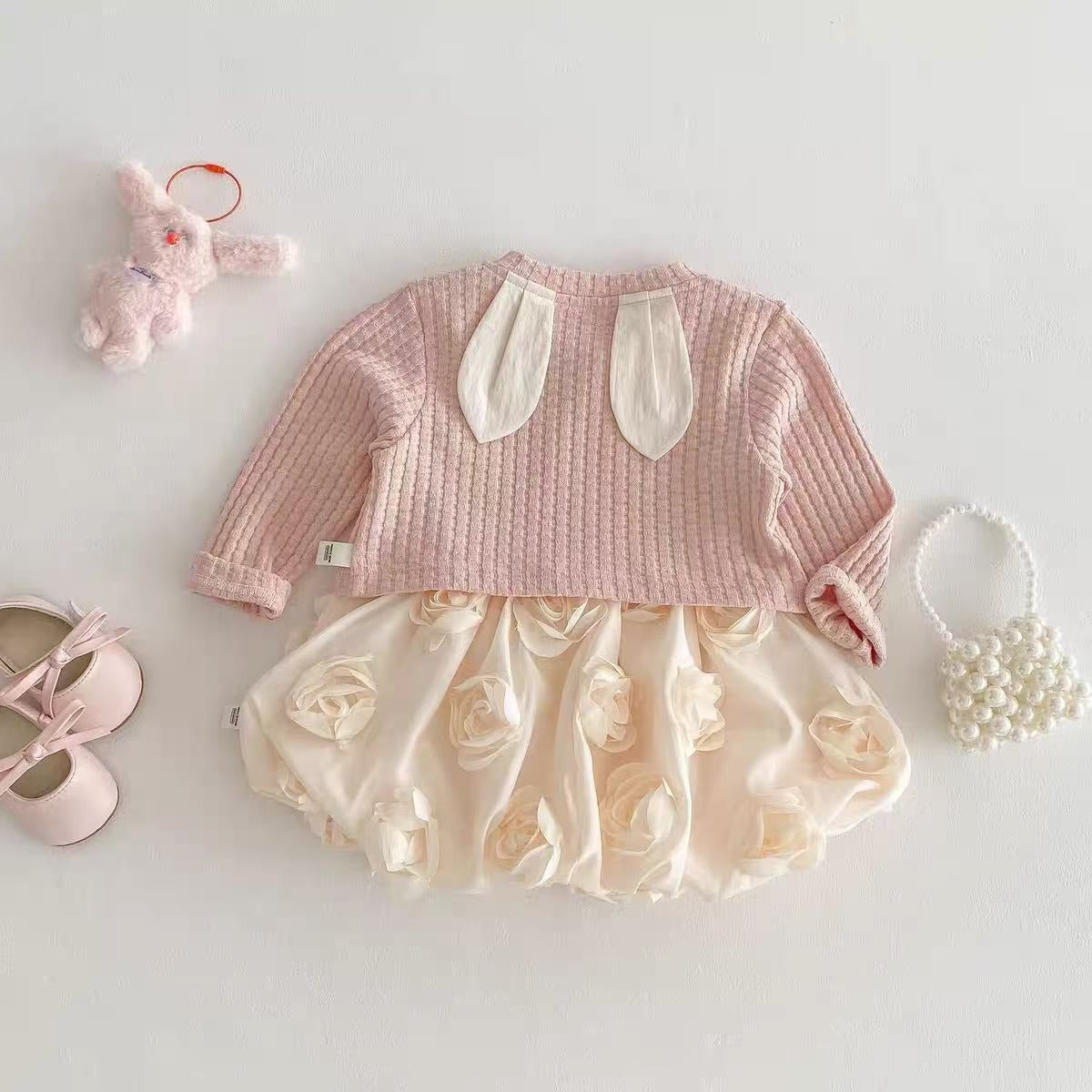 Ju Ju Jam Iris Love romper with buttoned cardigan for baby girls

