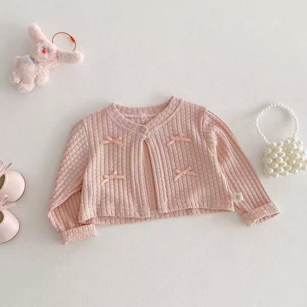 Front view of Iris Love baby girl romper with cardigan look – Ju Ju Jam

