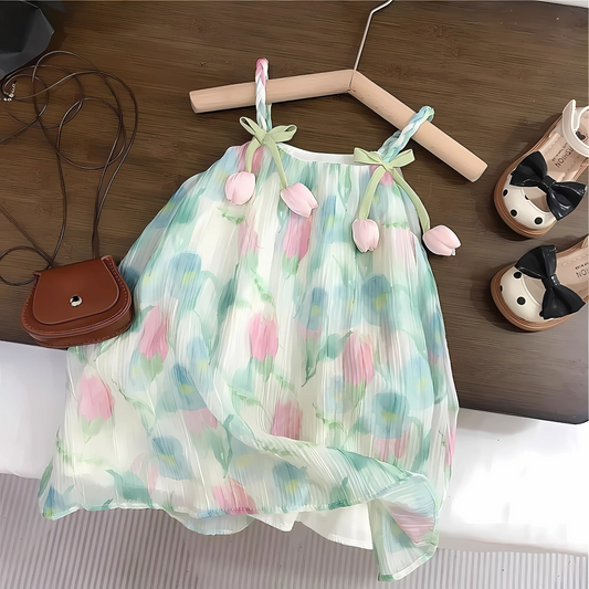 Peaceful 3D Tulip Girls Dress
