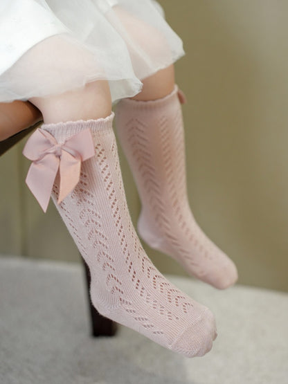 Soft and stylish baby girl socks – Ju Ju Jam lace and bow breathable design.

