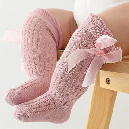 Ju Ju Jam Lace and Bow Girls Breathable Socks – stylish baby socks with lace trim and cute bow detail.
