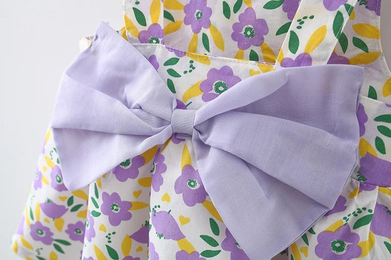 Ju Ju Jam lavender toddler dress with cute bow and stylish hat

