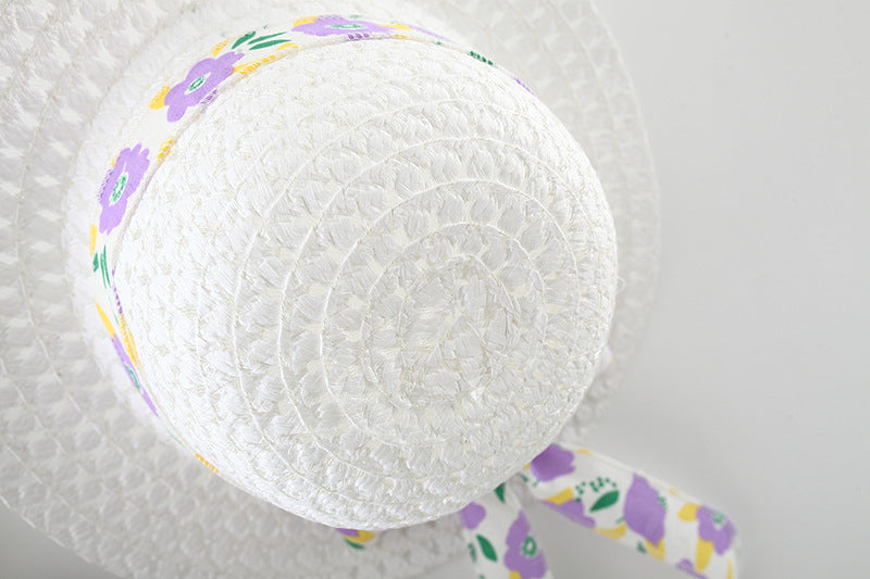 Ju Ju Jam baby dress set with lavender bow and sun hat

