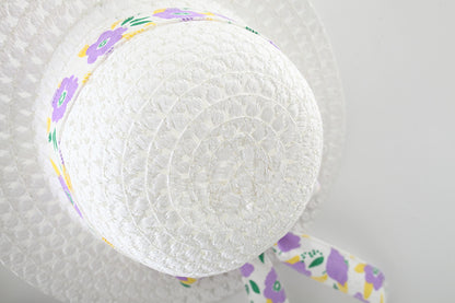 Ju Ju Jam baby dress set with lavender bow and sun hat

