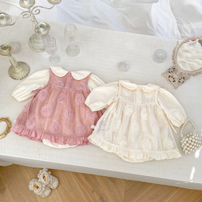 Layla 2 in 1 baby girl outfit with built-in romper and layered dress – Ju Ju Jam fashion