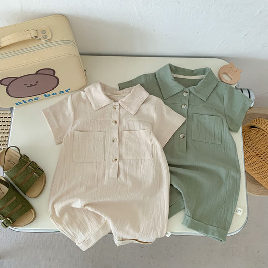 Liam baby boys collared romper – smart and stylish one-piece outfit by Ju Ju Jam
