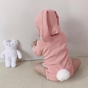Ju Ju Jam unisex baby bunny romper outfit with matching accessories

