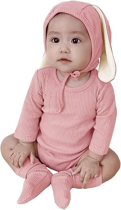 Ju Ju Jam baby romper with bunny ears hat and cozy socks

