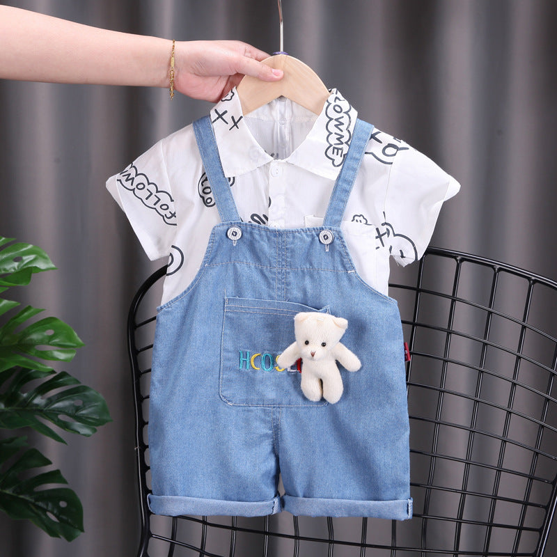 Baby boy and girl in a Little Bear attached jumpsuit from Ju Ju Jam