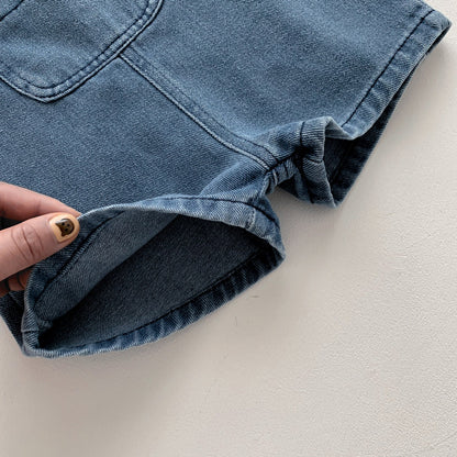 Unisex baby denim jumpsuit – Little Denim set by Ju Ju Jam for everyday comfort and cool style.