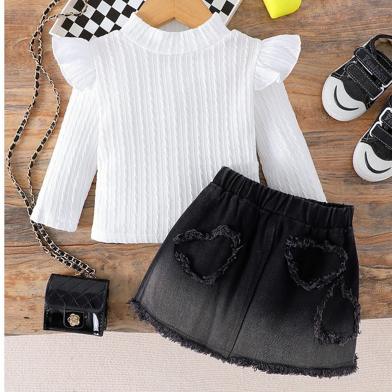 Ju Ju Jam denim skirt set – cute and fashionable Little Diva outfit for baby and toddler girls.

