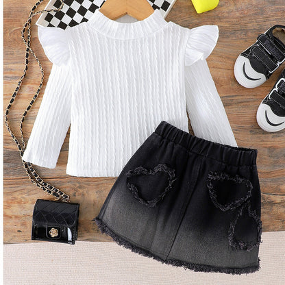 Ju Ju Jam denim skirt set – cute and fashionable Little Diva outfit for baby and toddler girls.

