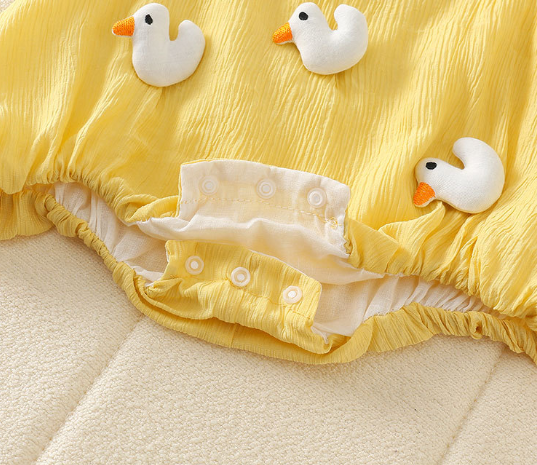 Ruffled baby girl romper – sweet and comfy Little Frill Love outfit by Ju Ju Jam.

