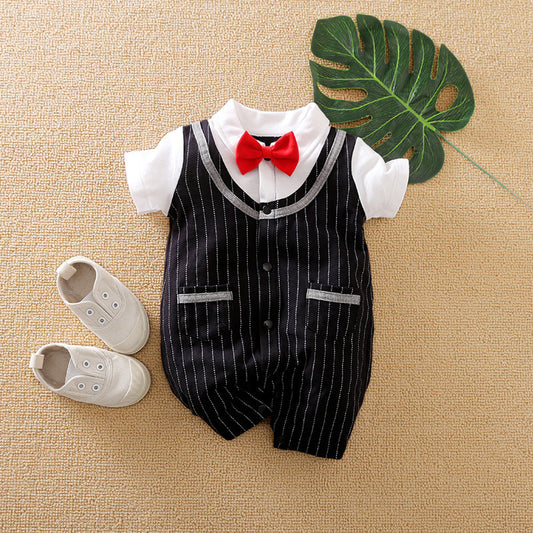 Little Gentlemen Boys Striped Suit Set by Ju Ju Jam - Classic striped suit set for boys with a sophisticated look.