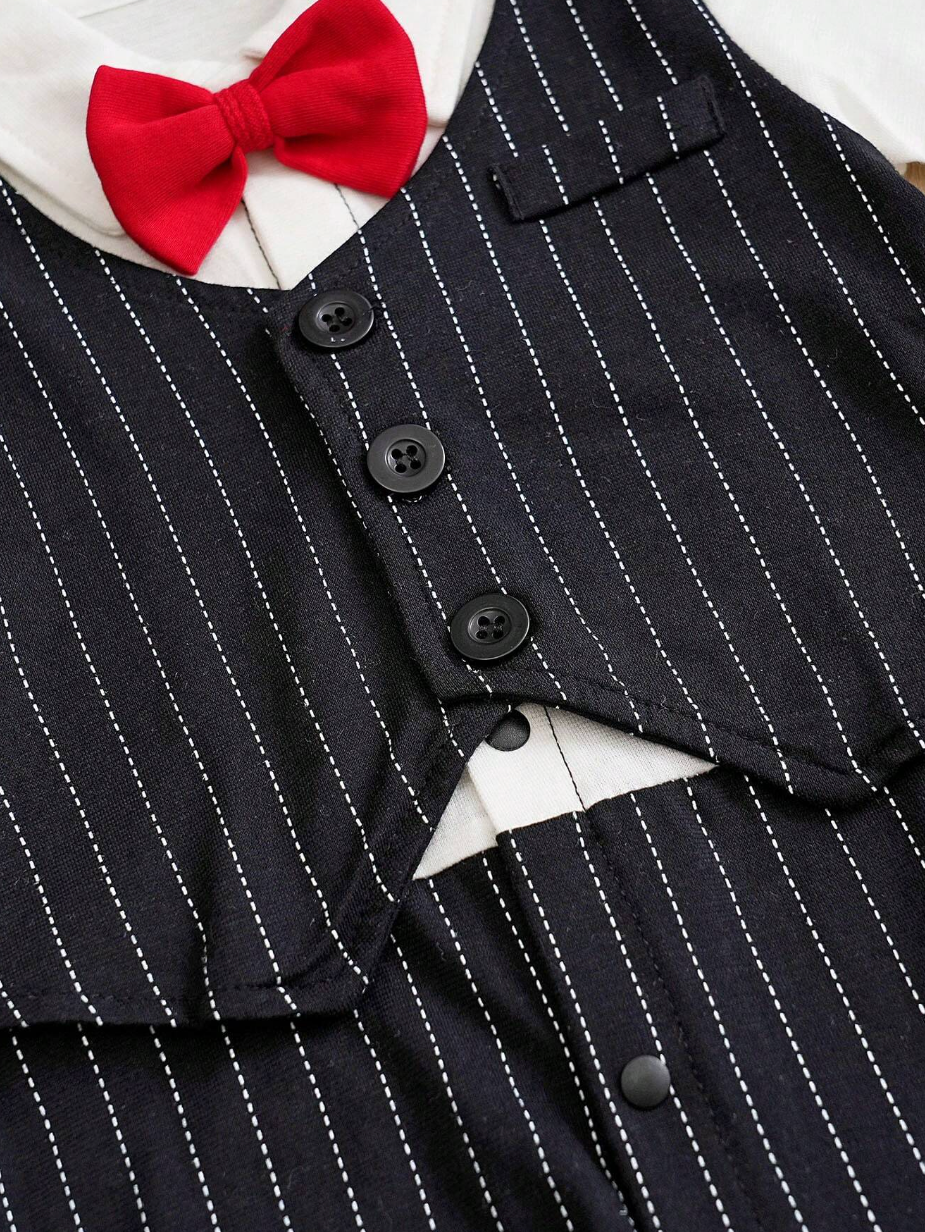 Ju Ju Jam Little Gentlemen Boys Suit Set - Chic striped suit set for boys, perfect for formal occasions.