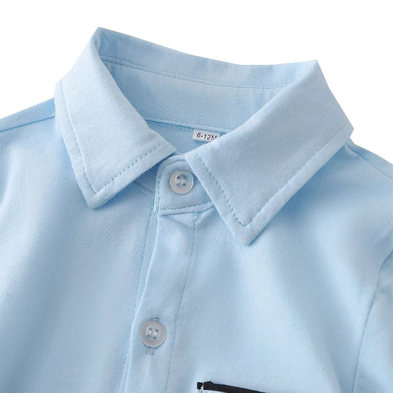 Ju Ju Jam baby boys romper set featuring Little Man print and hat

