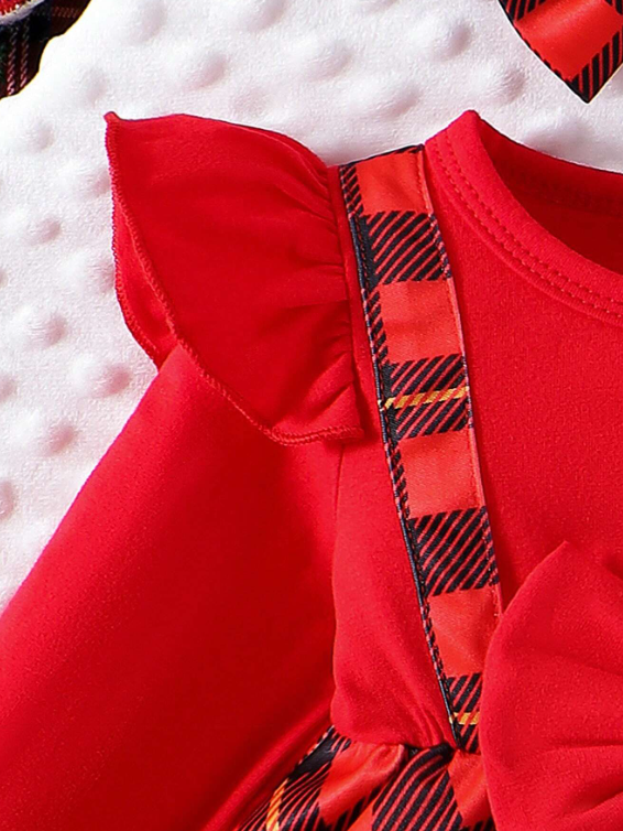 Baby girl Christmas outfit set – red romper dress with hairband from Ju Ju Jam’s Little Santa collection
