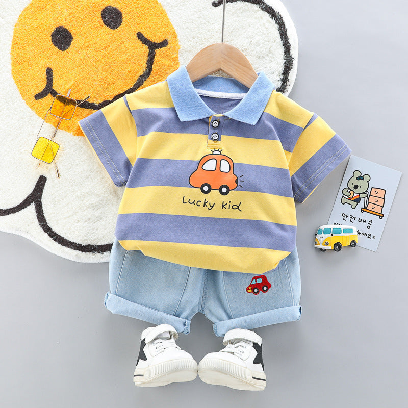 Ju Ju Jam boys' Lucky Kid striped set, featuring a striped shirt and matching pants for a stylish look.