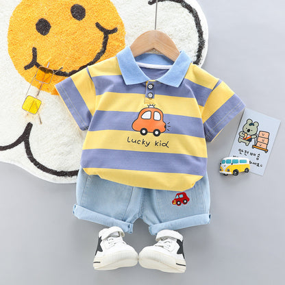 Ju Ju Jam boys' Lucky Kid striped set, featuring a striped shirt and matching pants for a stylish look.