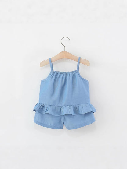 Adorable mushroom-themed baby girl set in soft blue – Ju Ju Jam Luna collection

