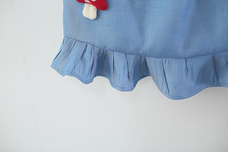 Baby girl wearing Luna Blue Mushroom Set with matching top and shorts – Ju Ju Jam

