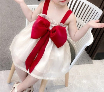 Elegant toddler party dress with oversized bow – Melody Bow Dress by Ju Ju Jam

