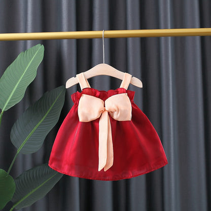 Close-up of bow detail on Melody Girls Party Dress – stylish baby party wear by Ju Ju Jam

