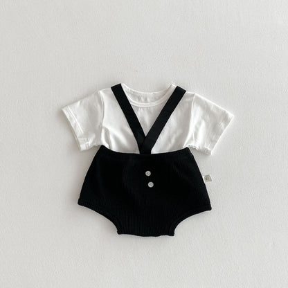 Ju Ju Jam boys romper set with suspenders – classic and stylish baby outfit for special occasions.

