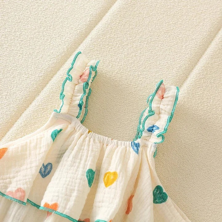 Ju Ju Jam Mini Hearts baby romper with hat – cute and comfy heart-print outfit for baby girls.

