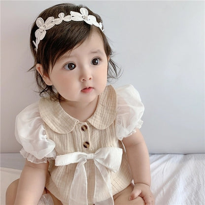 My Lady romper for baby girls featuring a stylish bow, available at Ju Ju Jam.