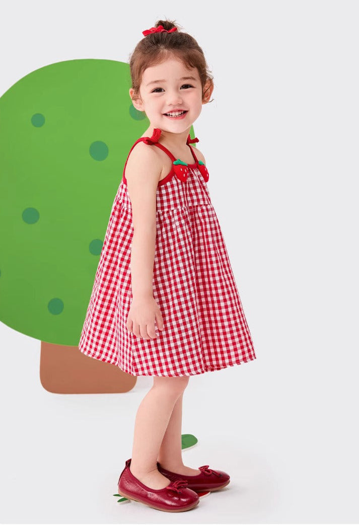Playful red checkered baby dress with strawberry details – Ju Ju Jam girlswear

