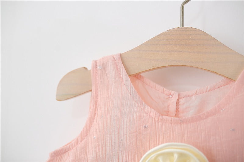 Rose Bloom Frill Girls Dress with Hat