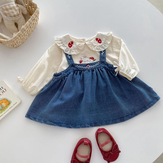 Valentina Embroidered Girls Top and Dress Set