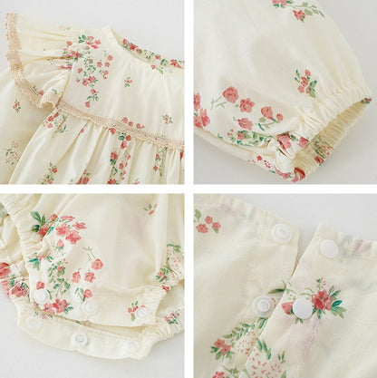 Stylish girls matching romper and dress set with blossom design and bow – Ju Ju Jam

