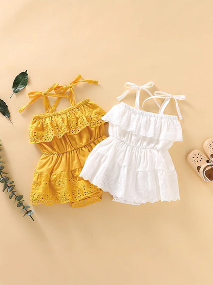 Rhea Chikankari Baby Girls Romper Dress