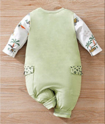 Ju Ju Jam baby romper with vacation print in vibrant green

