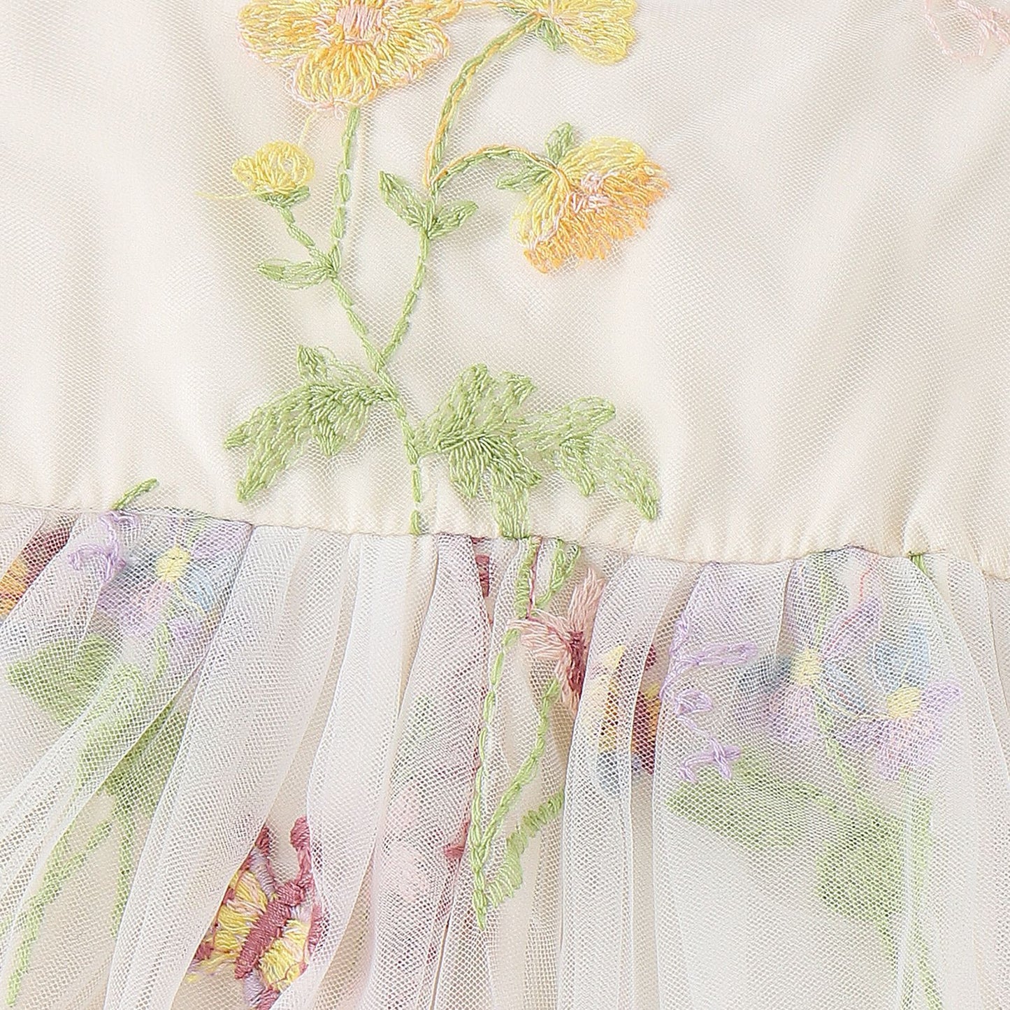 Flower Embroidered Girls Romper Dress