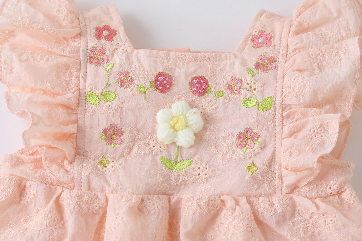 Mild Flower Baby Girls Romper with Hat