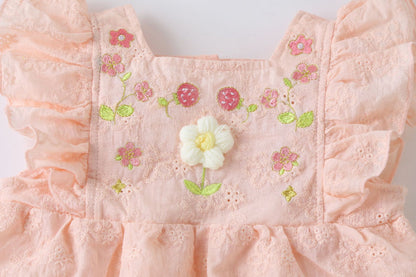 Mild Flower Baby Girls Romper with Hat