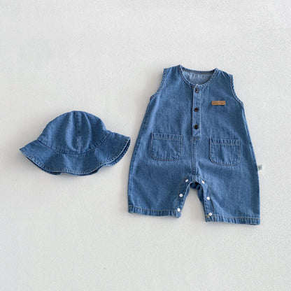 Picnic Perfect Unisex Baby Boys Girls Denim Set with Hat