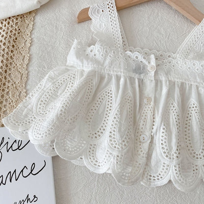 Ivory Love Top and Skorts Set for toddlers – charming baby girls outfit perfect for summer by Ju Ju Jam.

