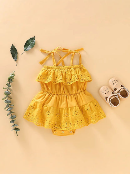 Rhea Chikankari Baby Girls Romper Dress